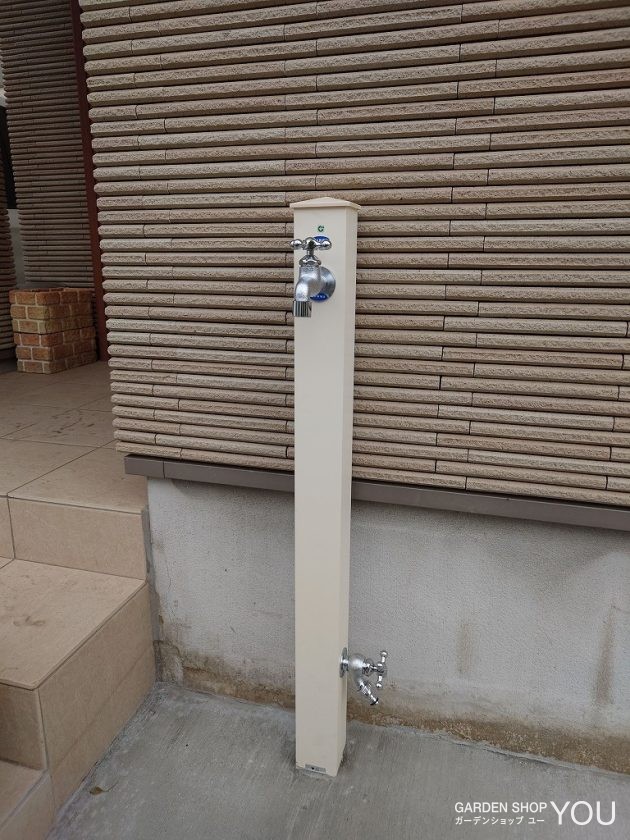 【施工後】立水栓を立ち上げ2口蛇口で使い勝手抜群。